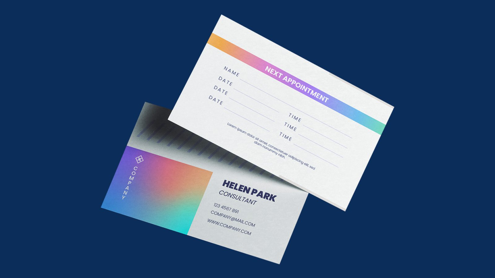 Colorful business cards and appointment cards design.